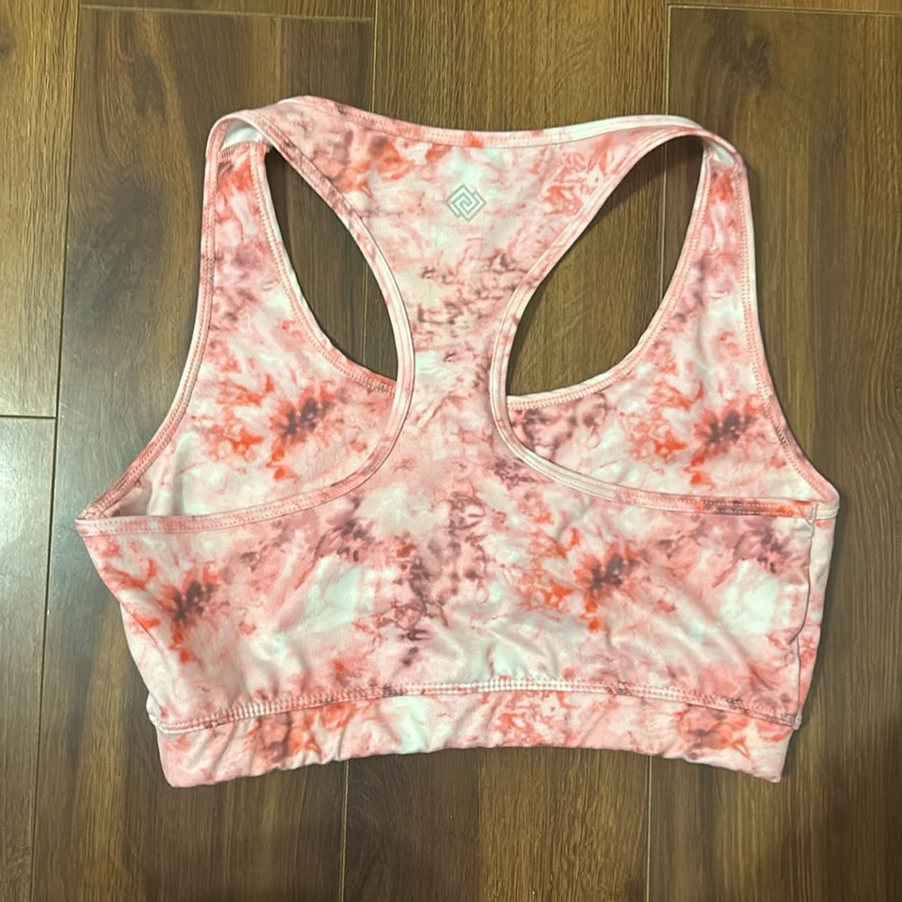 Zelos Pink Tie Dye Sports Bra Medium Racerback Workout Yoga Athletic Top - Picture 2 of 9